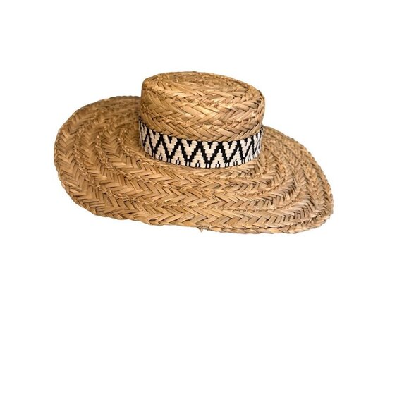 Universal Thread Woven Straw Hat With Black & White Band - Picture 1 of 5